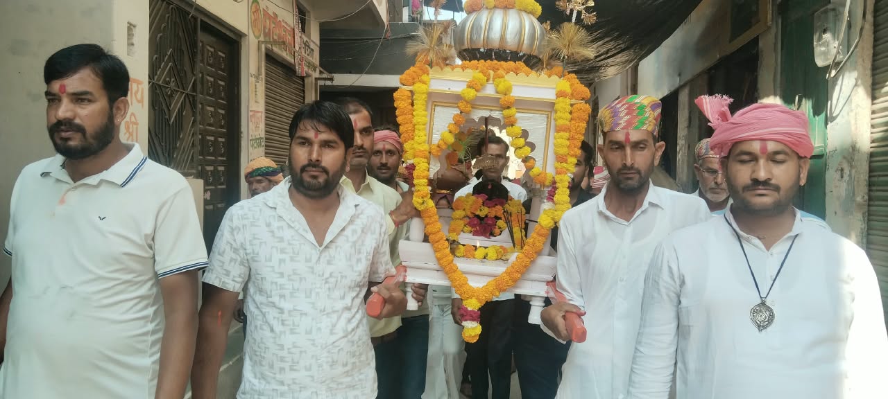 गोगुंदा में नवरात्रा का समापन, आमलिया भेरूजी मंदिर से निकली शोभायात्रा